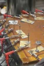 Prototype JBT ceramic batteries undergoing high-temperature testing.