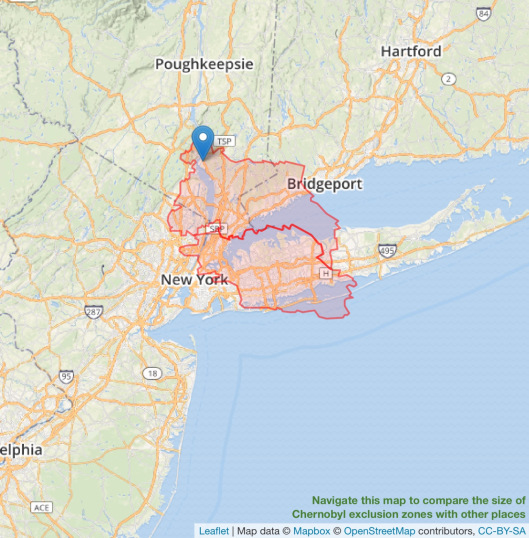 Indian Point Chernobyl Exclusion Zone overlay Greenpeace creative commons