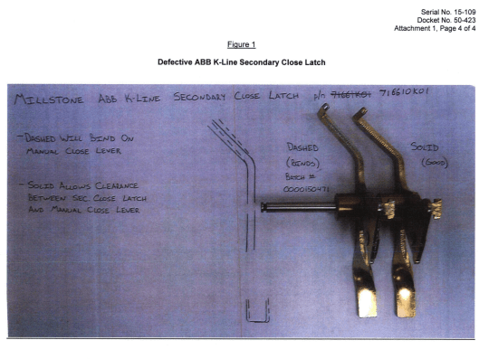 Serial No. 15-109 Docket No. 50-423 Attachment 1, Page 4 of 4 Figure 1 Defective ABB K-Line Secondary Close Latch