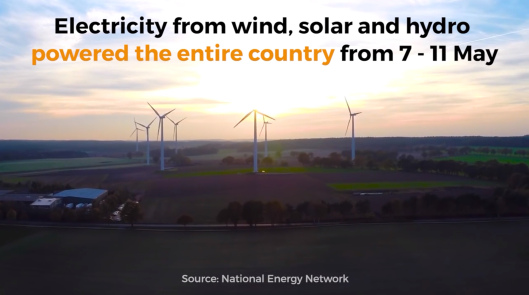 Greenpeace Portugal electricity from wind, solar, hydro for 4 days May 2016