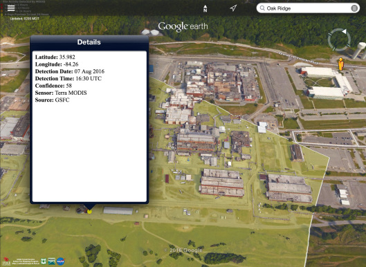 aug 7, 2016, 1630 UTC fire at Y-12