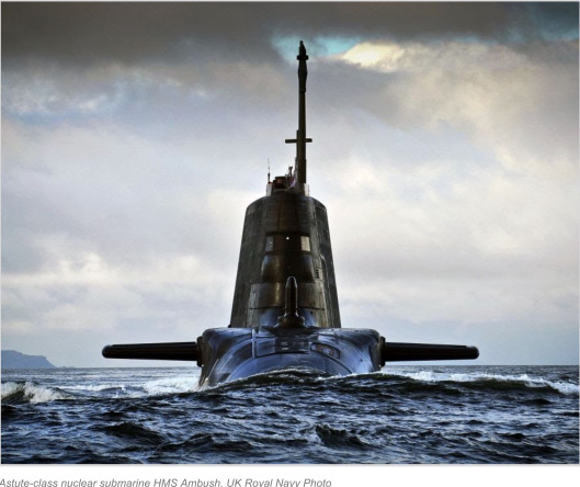 Astute-class nuclear submarine HMS Ambush. UK Royal Navy Photo