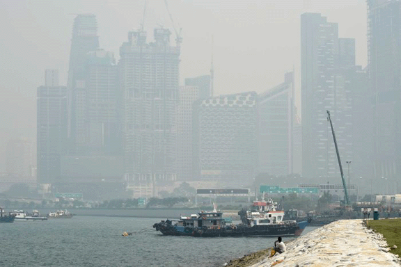 smoke from Indonesia, in Singapore